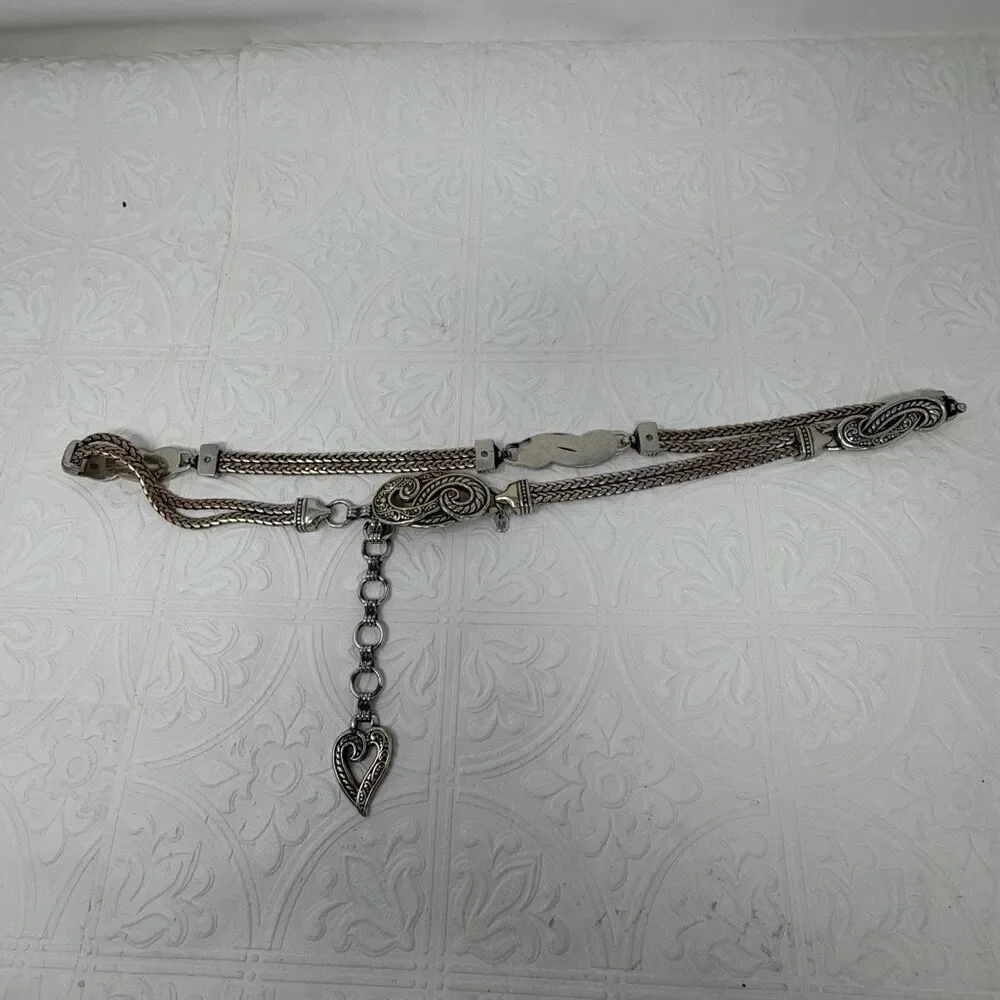 Vintage Brighton Silver-Tone Heart Charm Adjustable Chain Belt